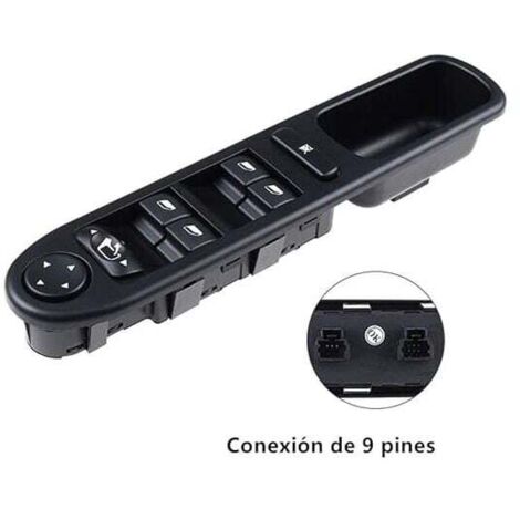 Levé Vitre Avant Gauche Drive CÔTÉ Vitre Électrique Interrupteur Principal, Interrupteur de Lève-Vitre Compatible pour Peugeot 307 307SW 307CC noir 257x55mm