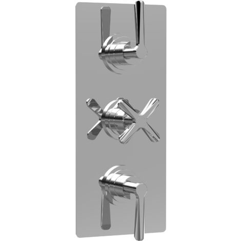 Levedale Triple Concealed Crosshead Thermostatic Shower Valve with Diverter (3 Outlets) - Chrome - Balterley