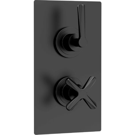 Levedale Twin Concealed Crosshead Thermostatic Shower Valve with Diverter (2 Outlets) - Matt Black - Balterley