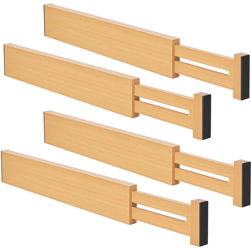 Levede Adjustable Drawer Divider Bamboo 4PC Expandable Organisers Spring Loaded