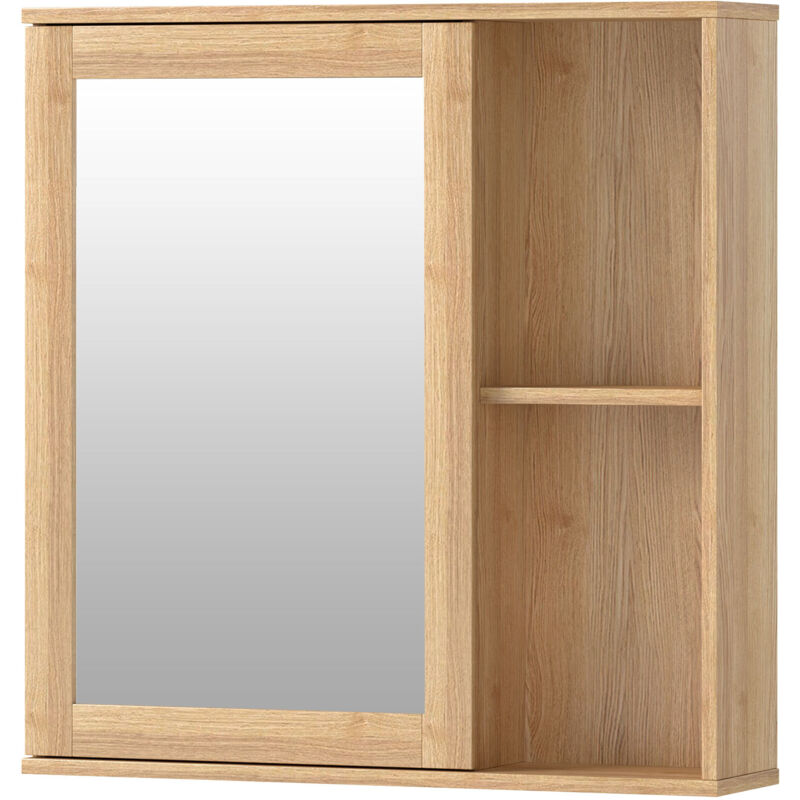 Levede Bathroom Mirror Cabinet Wall Mounted Cupboard with Storage Shelf Oak 56cm