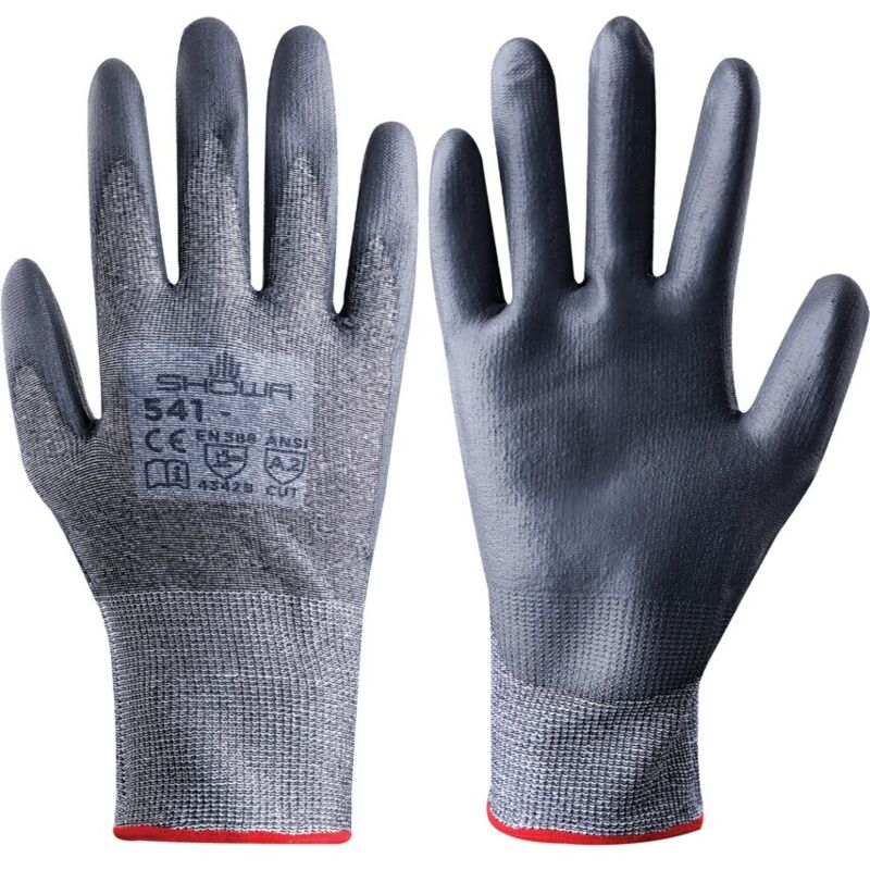 Showa - Cut Resistant Gloves, Pu Coated, Black, Size 10