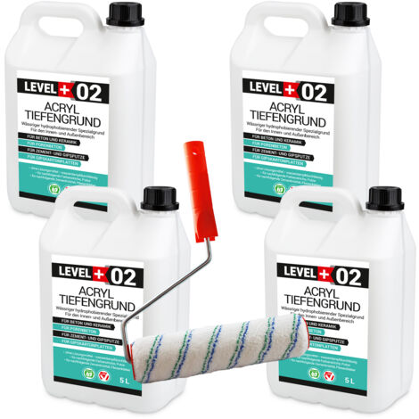 LEVEL+ Acryl Tiefengrund Grundierung 20L + Farbroller 25cm L+02