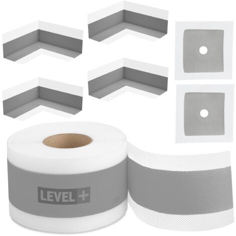 LEVEL+ Bandset Dusche Balkon Dichtband Dichtbahn Duschelement Ecken Profi SET G1