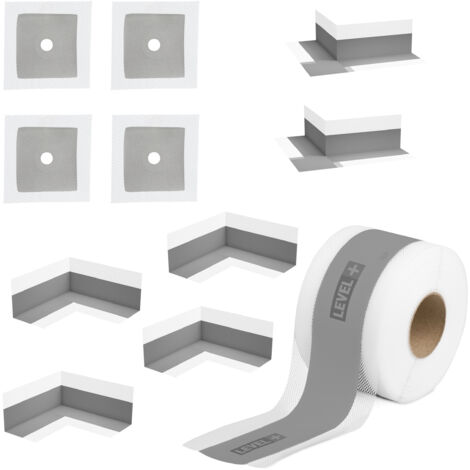 LEVEL+ Bandset Dusche Balkon Dichtband Dichtbahn Duschelement Ecken Profi SET G5