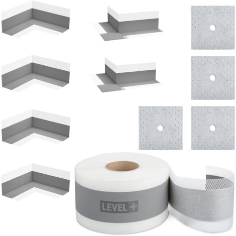 LEVEL+ Bandset Dusche Balkon Dichtband Dichtbahn Duschelement Ecken Profi SET G6