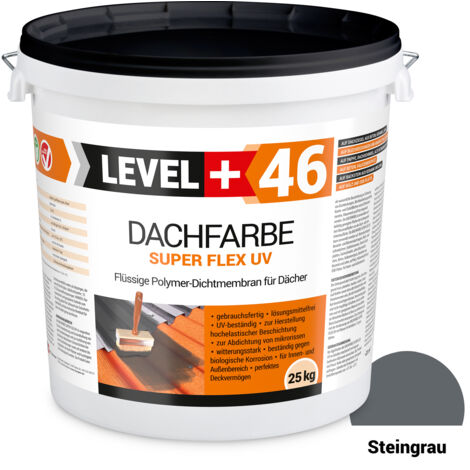 LEVEL+ Dachfarbe elastische Dicht-Polymermembrane L+46 STEINGRAU - 25KG