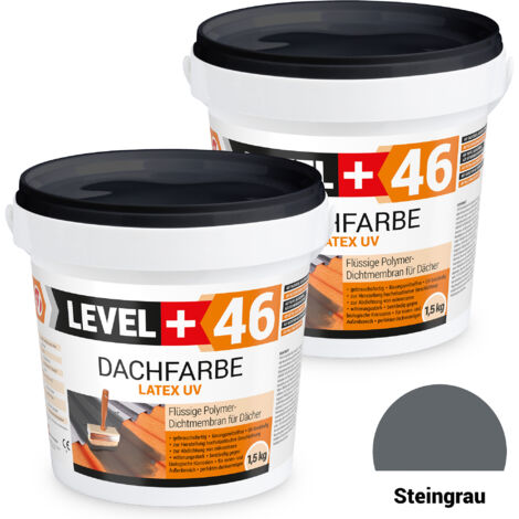LEVEL+ Dachfarbe Sockelfarbe elastische Dicht-Polymermembrane L+46 STEINGRAU - 3KG