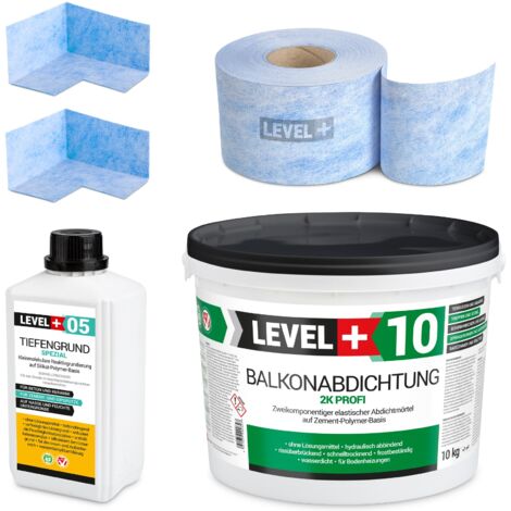 LEVEL+ DichtSet 10kg Balkonabdichtung 2K Badabdichtung, Dusche, Terrasse SET27