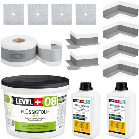 LEVEL+ Dichtset für Duschabdichtung Bad Dichtband Flüssigfolie 12kg SET101