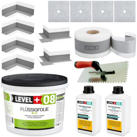 LEVEL+ Dichtset für Duschabdichtung Bad Dichtband Flüssigfolie 12kg SET103