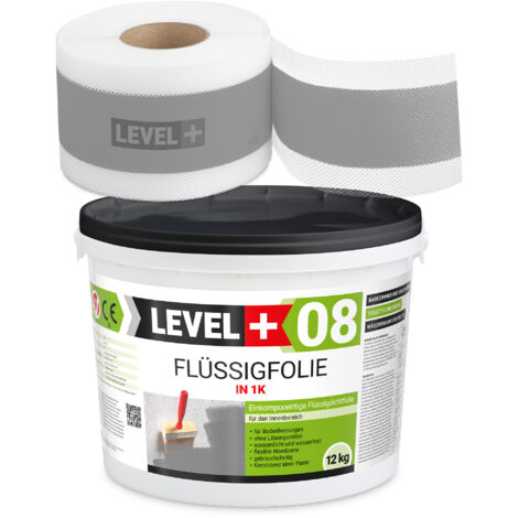 LEVEL+ Dichtset für Duschabdichtung Bad Dichtband Flüssigfolie 12kg SET105G1