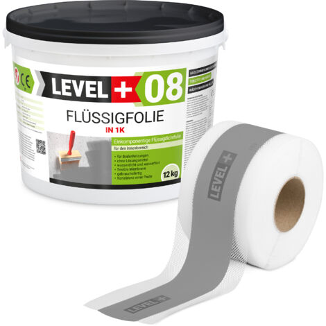 LEVEL+ Dichtset für Duschabdichtung Bad Dichtband Flüssigfolie 12kg SET106G1