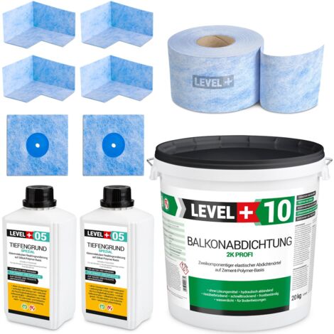 LEVEL+ Dichtset für Duschabdichtung Bad Dichtband Flüssigfolie 12kg SET28