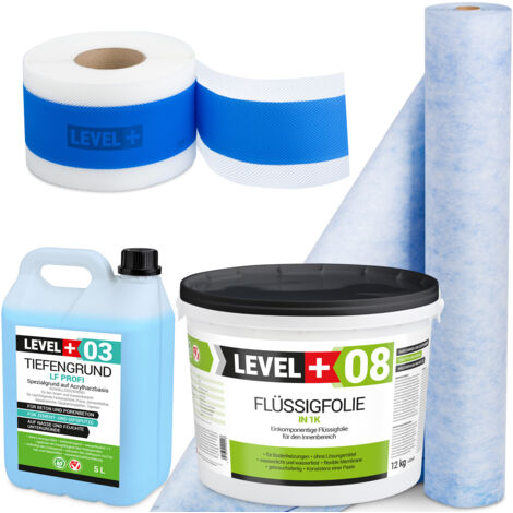 LEVEL+ Dichtset für Duschabdichtung Bad Dichtband Flüssigfolie 12kg SET310