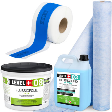 LEVEL+ Dichtset für Duschabdichtung Bad Dichtband Flüssigfolie 12kg SET312