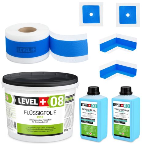 LEVEL+ Dichtset für Duschabdichtung Bad Dichtband Flüssigfolie 12kg SET324