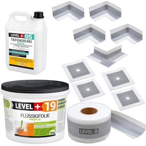 LEVEL+ Dichtset für Duschabdichtung Bad Dichtband Flüssigfolie 12kg SET520