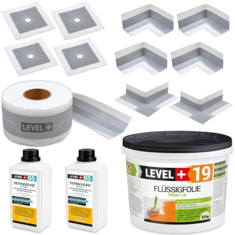 LEVEL+ Dichtset für Duschabdichtung Bad Dichtband Flüssigfolie 12kg SET521