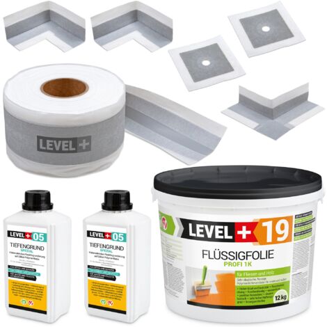 LEVEL+ Dichtset für Duschabdichtung Bad Dichtband Flüssigfolie 12kg SET522