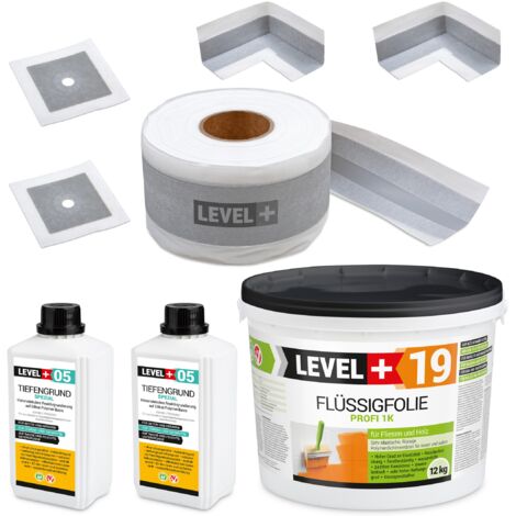 LEVEL+ Dichtset für Duschabdichtung Bad Dichtband Flüssigfolie 12kg SET523