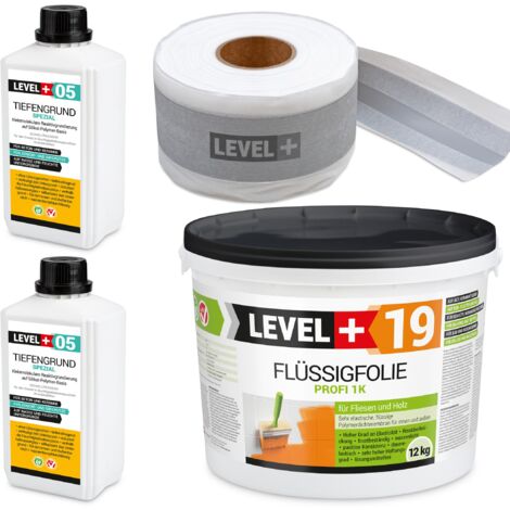 LEVEL+ Dichtset für Duschabdichtung Bad Dichtband Flüssigfolie 12kg SET524