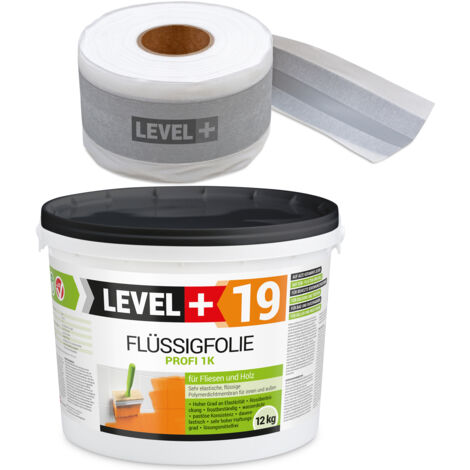 LEVEL+ Dichtset für Duschabdichtung Bad Dichtband Flüssigfolie 12kg SET526