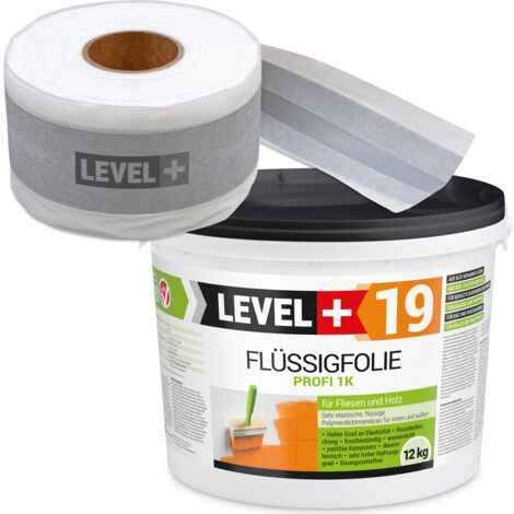 LEVEL+ Dichtset für Duschabdichtung Bad Dichtband Flüssigfolie 12kg SET527