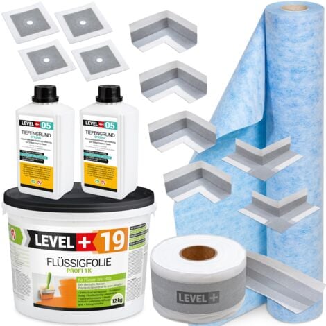 LEVEL + LEVEL+ Dichtset für Duschabdichtung Bad Dichtband Flüssigfolie 12kg SET541