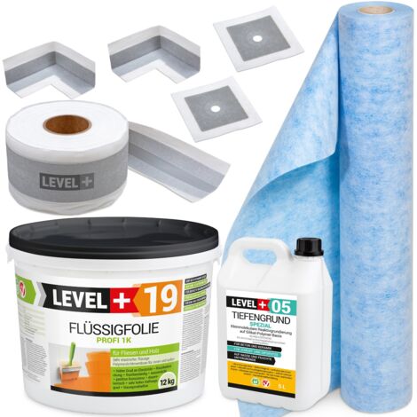 LEVEL+ Dichtset für Duschabdichtung Bad Dichtband Flüssigfolie 12kg SET547