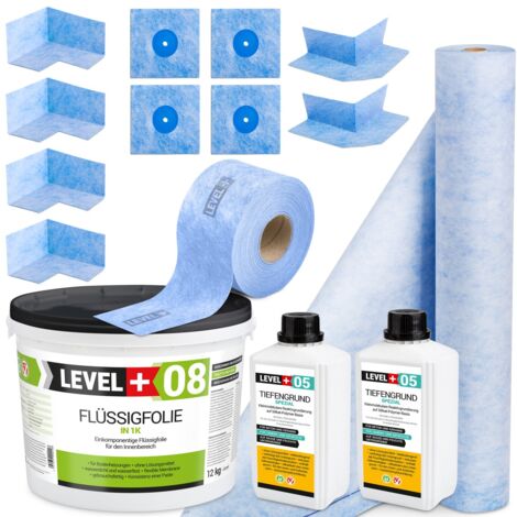 LEVEL+ Dichtset für Duschabdichtung Bad Dichtband Flüssigfolie 12kg SET59