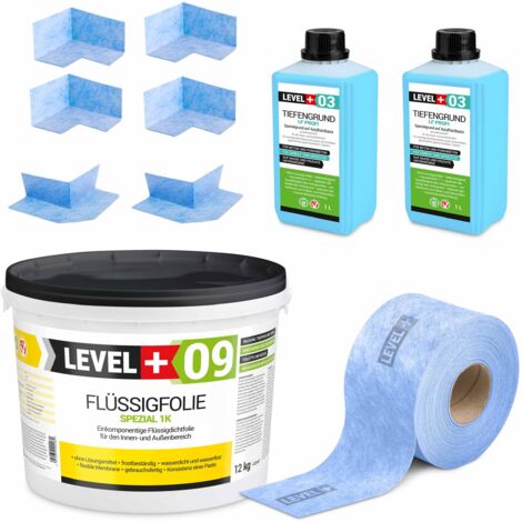 LEVEL+ Dichtset für Duschabdichtung Bad Dichtband Flüssigfolie 12kg SET60
