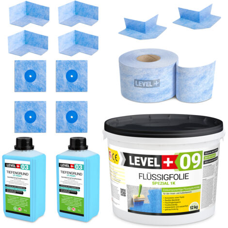 LEVEL+ Dichtset für Duschabdichtung Bad Dichtband Flüssigfolie 12kg SET71