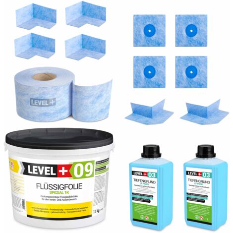 LEVEL+ Dichtset für Duschabdichtung Bad Dichtband Flüssigfolie 14kg SET66
