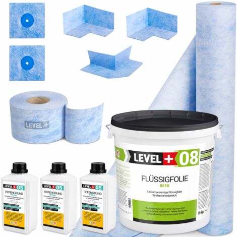 LEVEL+ Dichtset für Duschabdichtung Bad Dichtband Flüssigfolie 16kg SET44