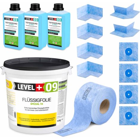 LEVEL+ Dichtset für Duschabdichtung Bad Dichtband Flüssigfolie 16kg SET68