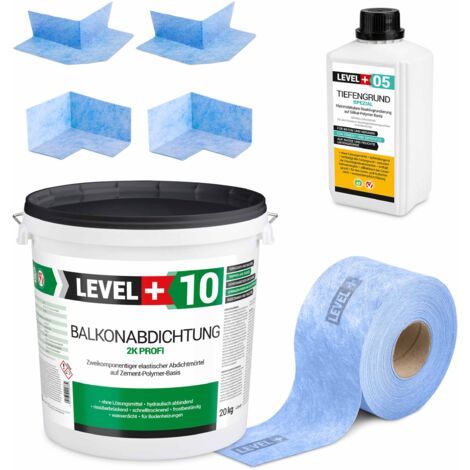 LEVEL+ Dichtset für Duschabdichtung Bad Dichtband Flüssigfolie 20kg SET30
