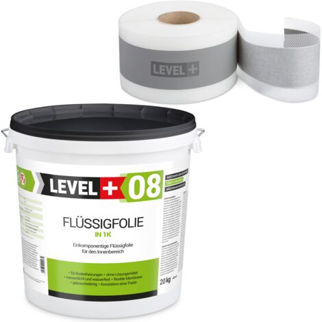 LEVEL+ Dichtset für Duschabdichtung Bad Dichtband Flüssigfolie 20kg SET47