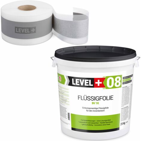 LEVEL+ Dichtset für Duschabdichtung Bad Dichtband Flüssigfolie 25kg SET48