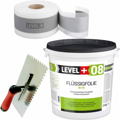 LEVEL+ Dichtset für Duschabdichtung Bad Dichtband Flüssigfolie 25kg SET50