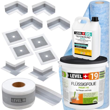 LEVEL+ Dichtset für Duschabdichtung Bad Dichtband Flüssigfolie 25kg SET549