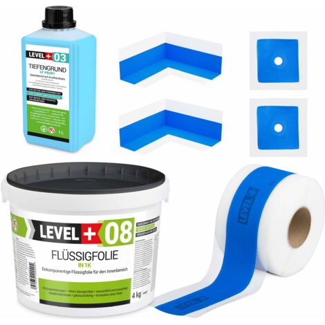 LEVEL+ Dichtset für Duschabdichtung Bad Dichtband Flüssigfolie 4kg SET300
