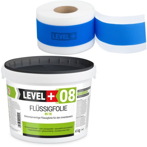 LEVEL+ Dichtset für Duschabdichtung Bad Dichtband Flüssigfolie 4kg SET304