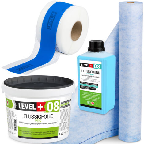 LEVEL+ Dichtset für Duschabdichtung Bad Dichtband Flüssigfolie 4kg SET313
