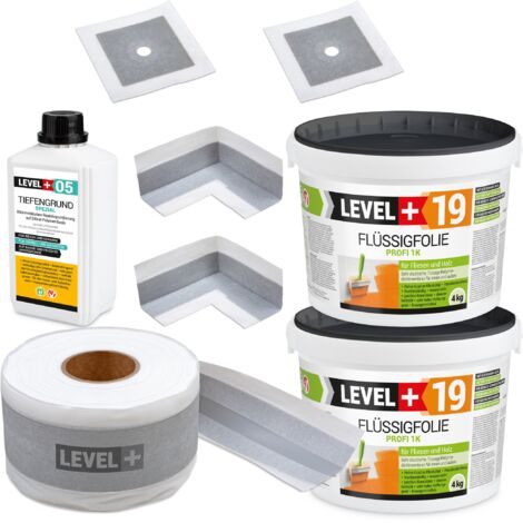 LEVEL+ Dichtset für Duschabdichtung Bad Dichtband Flüssigfolie 4kg SET508