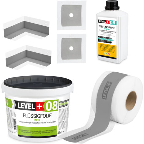 LEVEL+ Dichtset für Duschabdichtung Bad Dichtband Flüssigfolie 4kg SET54