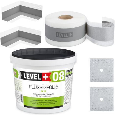 LEVEL+ Dichtset für Duschabdichtung Bad Dichtband Flüssigfolie 5,5kg SET13