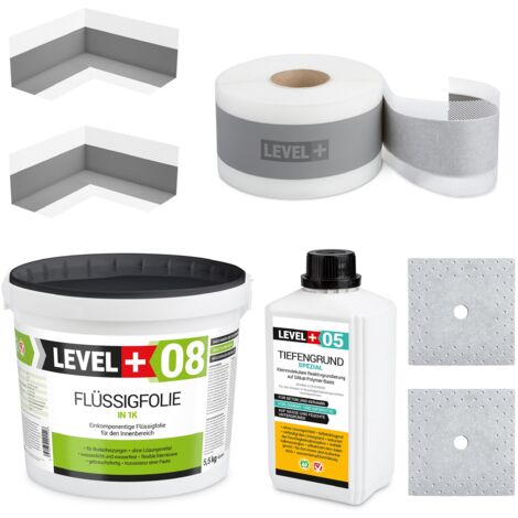 LEVEL+ Dichtset für Duschabdichtung Bad Dichtband Flüssigfolie 5,5kg SET14