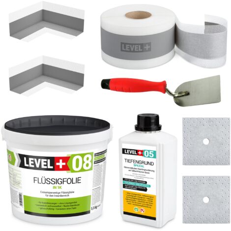 LEVEL+ Dichtset für Duschabdichtung Bad Dichtband Flüssigfolie 5,5kg SET15