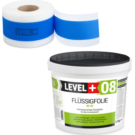 LEVEL+ Dichtset für Duschabdichtung Bad Dichtband Flüssigfolie 5,5kg SET306